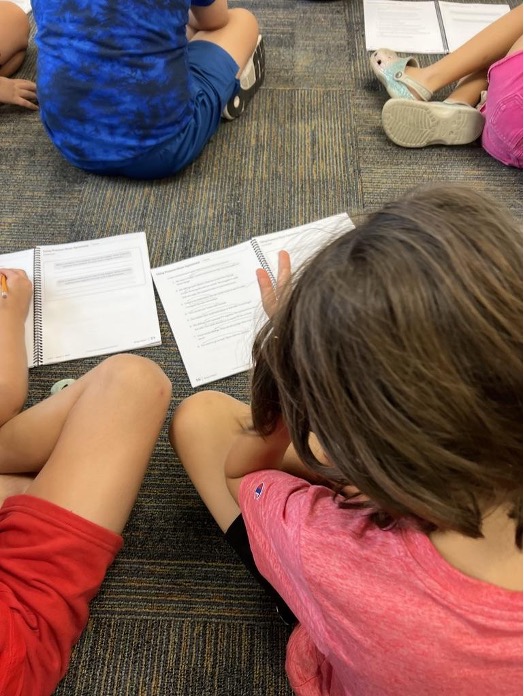 Students collaborate during a Being a Writer lesson