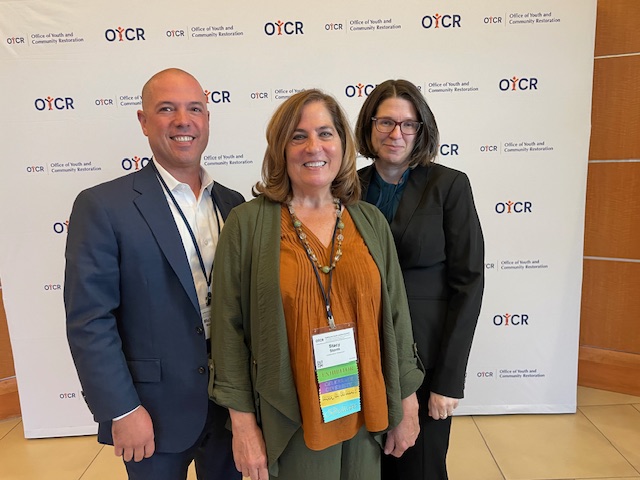Dr. Michael Massa, Collaborative Classroom's Stacy Storm, and Dr. Jennifer McMahon at the OYCR Summit in November, 2024.